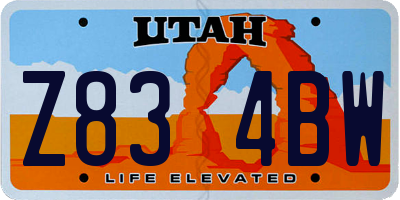 UT license plate Z834BW