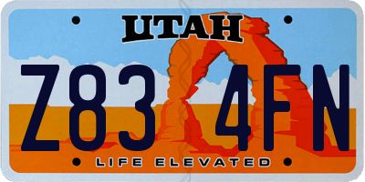 UT license plate Z834FN
