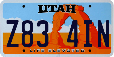 UT license plate Z834IN
