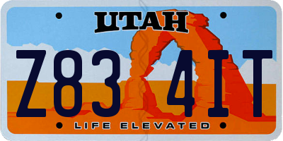 UT license plate Z834IT