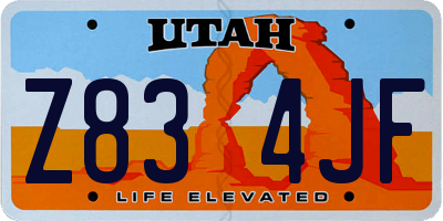 UT license plate Z834JF