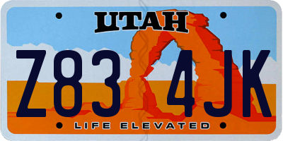 UT license plate Z834JK