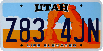 UT license plate Z834JN