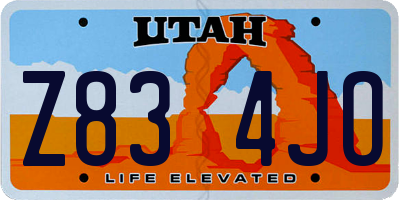 UT license plate Z834JO