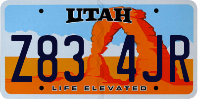 UT license plate Z834JR