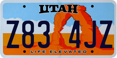 UT license plate Z834JZ