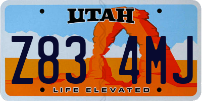 UT license plate Z834MJ