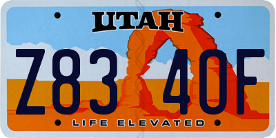 UT license plate Z834OF