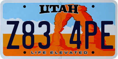 UT license plate Z834PE