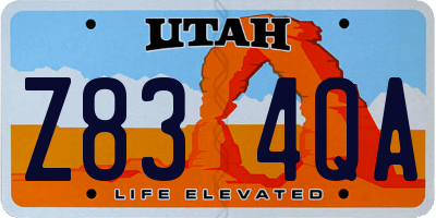 UT license plate Z834QA