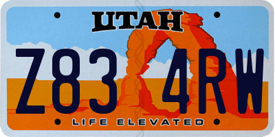 UT license plate Z834RW