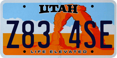 UT license plate Z834SE