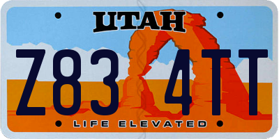 UT license plate Z834TT