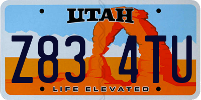 UT license plate Z834TU