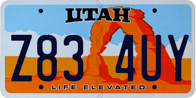 UT license plate Z834UY