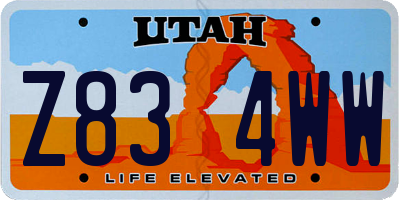 UT license plate Z834WW