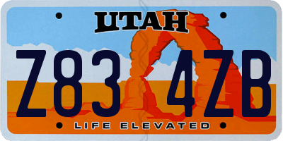 UT license plate Z834ZB