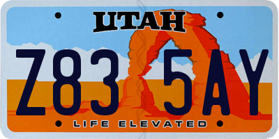 UT license plate Z835AY
