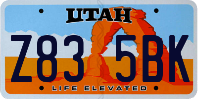 UT license plate Z835BK
