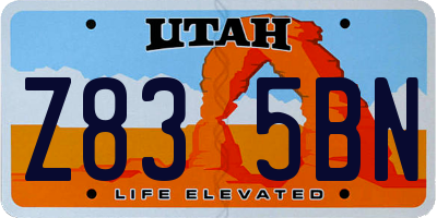 UT license plate Z835BN