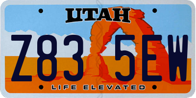 UT license plate Z835EW