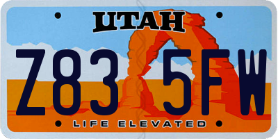UT license plate Z835FW
