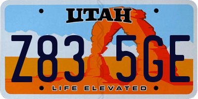 UT license plate Z835GE