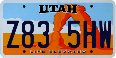UT license plate Z835HW