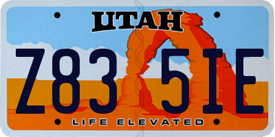 UT license plate Z835IE
