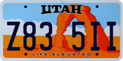 UT license plate Z835II