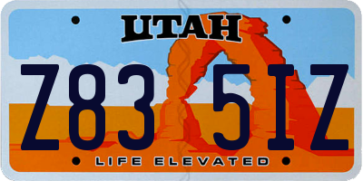 UT license plate Z835IZ