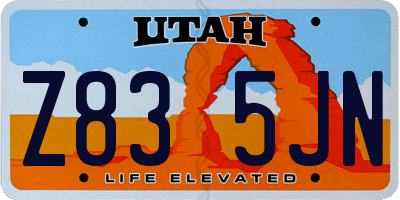 UT license plate Z835JN