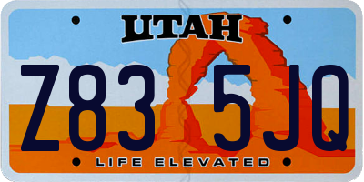UT license plate Z835JQ
