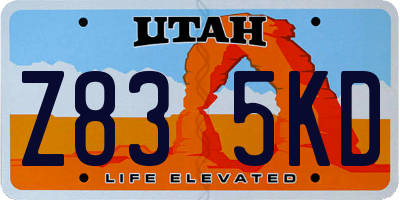 UT license plate Z835KD