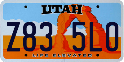 UT license plate Z835LO
