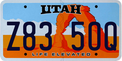 UT license plate Z835OQ