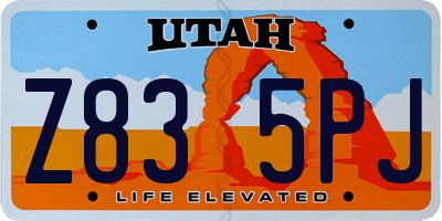 UT license plate Z835PJ