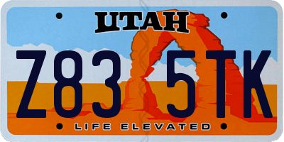 UT license plate Z835TK
