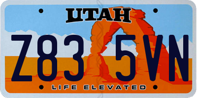 UT license plate Z835VN