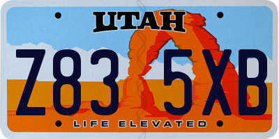 UT license plate Z835XB