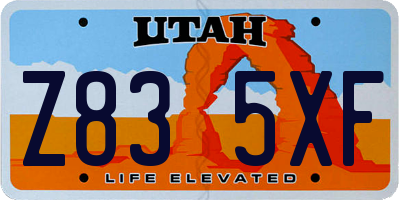 UT license plate Z835XF