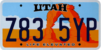 UT license plate Z835YP