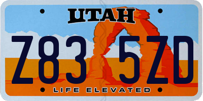 UT license plate Z835ZD