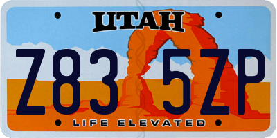 UT license plate Z835ZP