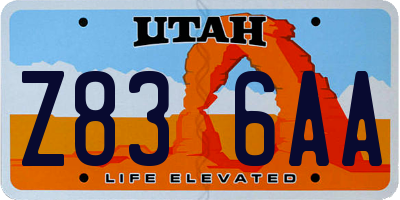 UT license plate Z836AA