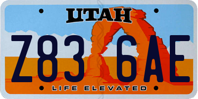 UT license plate Z836AE