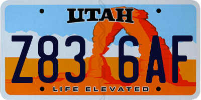 UT license plate Z836AF
