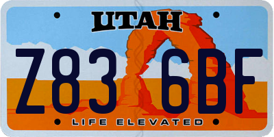 UT license plate Z836BF