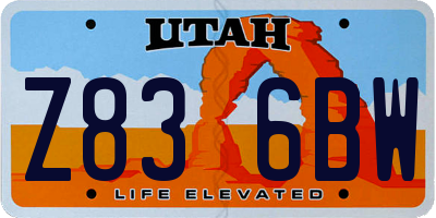 UT license plate Z836BW