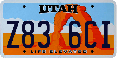 UT license plate Z836CI